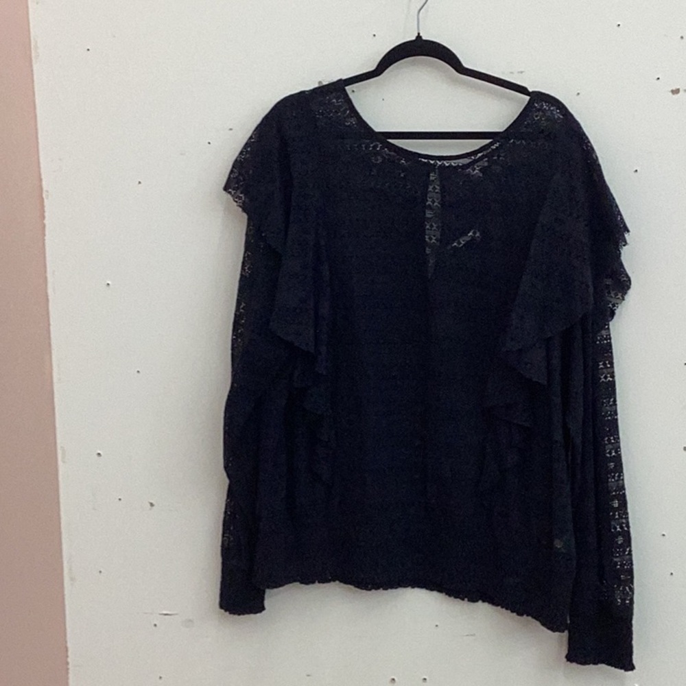 NWT black lace print blouse